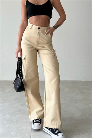 BEJ KARGO CEPLİ PANTOLON