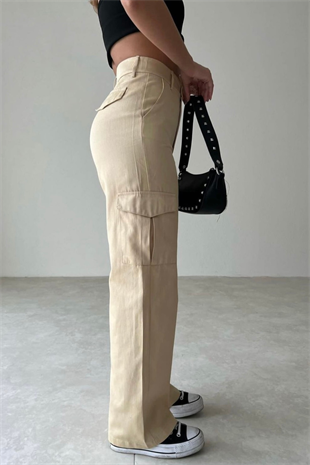 BEJ KARGO CEPLİ PANTOLON