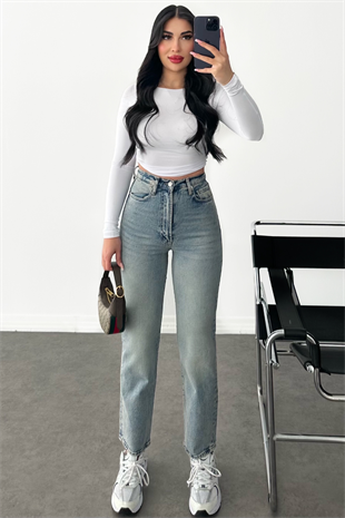 BEYAZ KAYIK YAKA BLUZ 