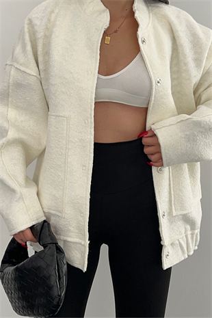 BEYAZ PREMİUM BOMBER CEKET