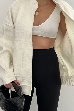 BEYAZ PREMİUM BOMBER CEKET