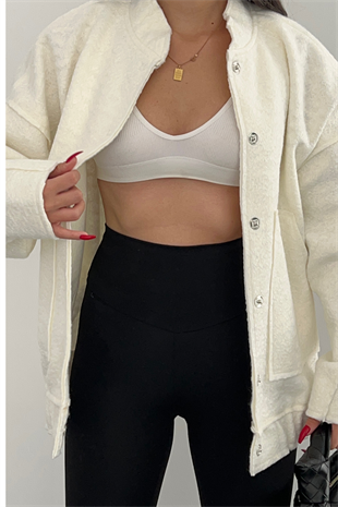 BEYAZ PREMİUM BOMBER CEKET
