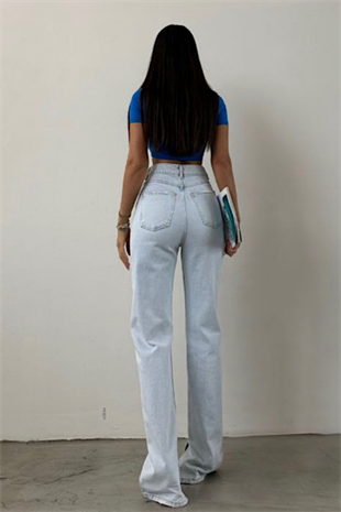 BUZ MAVİ İÇTEN YIRTMAÇLI JEAN