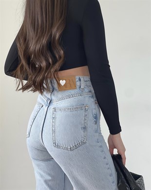 BUZ MAVİ RENK WİDE LEG JEAN