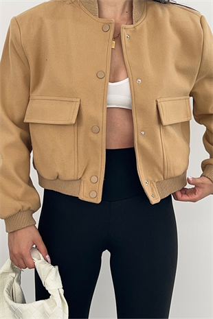 CAMEL CEP DETAYLI BOMBER CEKET
