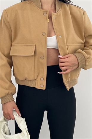 CAMEL CEP DETAYLI BOMBER CEKET