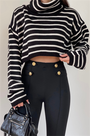 ÇİZGİLİ CROP KAZAK