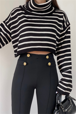 ÇİZGİLİ CROP KAZAK