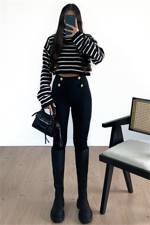 ÇİZGİLİ CROP KAZAK