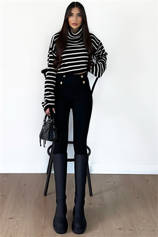 ÇİZGİLİ CROP KAZAK