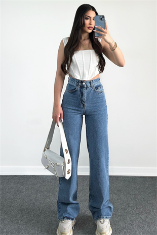 DARK BLUE WİDE LEG JEAN