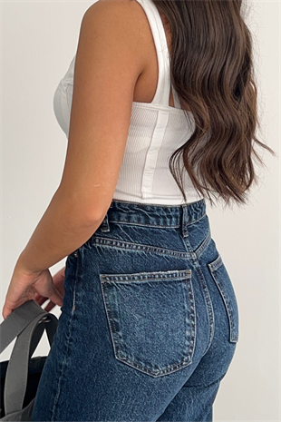 DARK BLUE WİDE LEG KONY JEAN