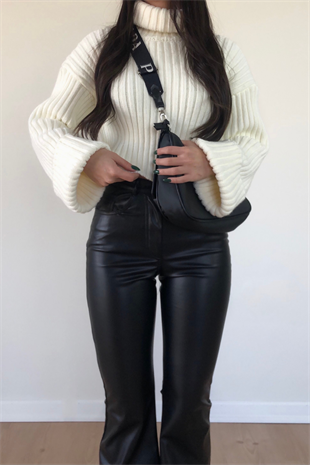 DERİ PANTOLON - SİYAH