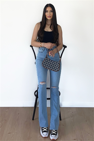 DİZİ YIRTIK YIRTMAÇLI JEAN