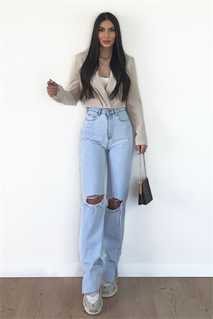 DİZİ YIRTIK YIRTMAÇLI JEAN