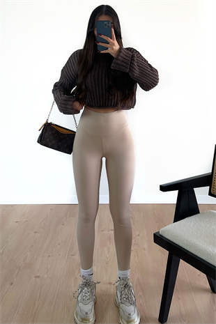 EKSTRA YÜKSEK BEL BEJ TAYT