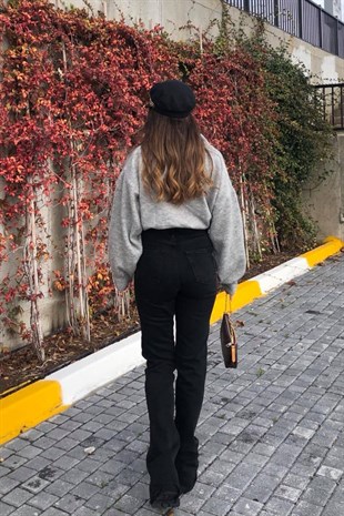 FÜME PAÇALARI YIRTMAÇ DETAYLI JEAN