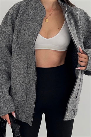 GRİ OVERSİZE BOMBER CEKET