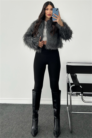 GRİ VİRAL CROP KÜRK