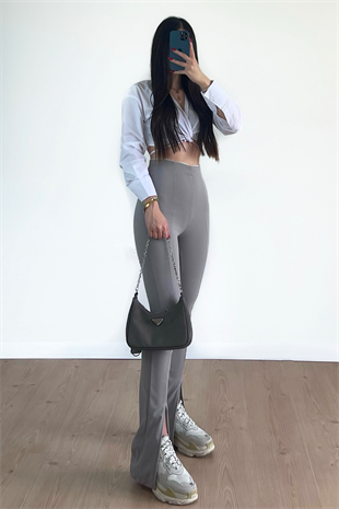 GRİ YIRTMAÇLI PANTOLON