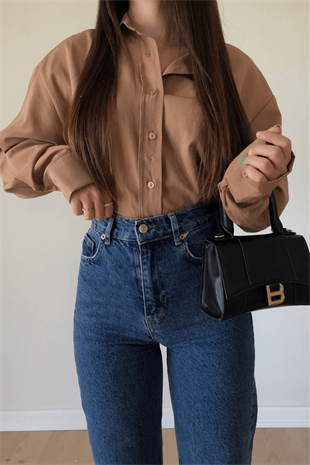 Kahve Poplin Kumaş Gömlek