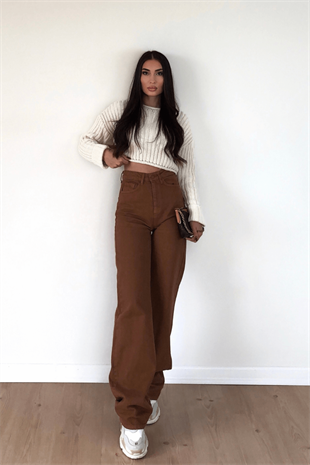 KAHVERENGİ WİDE LEG JEAN