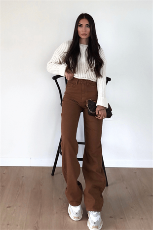 KAHVERENGİ WİDE LEG JEAN