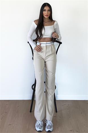 KEMER DETAYLI PALAZZO PANTOLON 