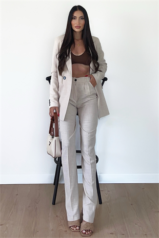 KETEN KREM PALAZZO PANTOLON