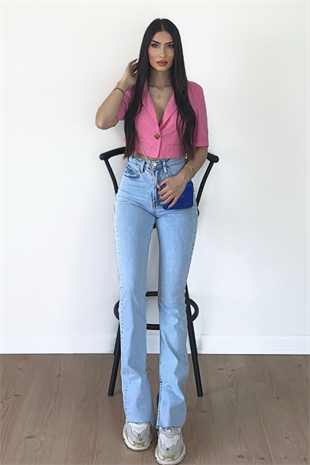 KETEN MİNİ PEMBE GÖMLEK