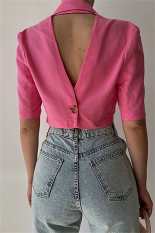 KETEN MİNİ PEMBE GÖMLEK