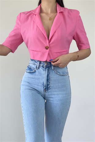 KETEN MİNİ PEMBE GÖMLEK