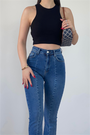 KOYU ÖNÜ YIRTMAÇLI JEAN