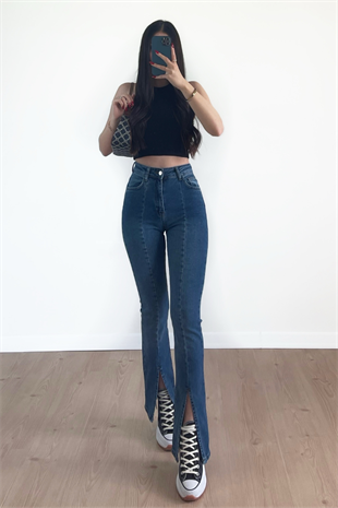 KOYU ÖNÜ YIRTMAÇLI JEAN