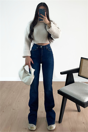 KOYU YIRTMAÇLI LİKRASIZ JEAN