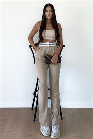 KREM KEMER DEYALI PALAZZO -PANTOLON