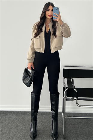 KREM PREMİUM BOMBER CEKET