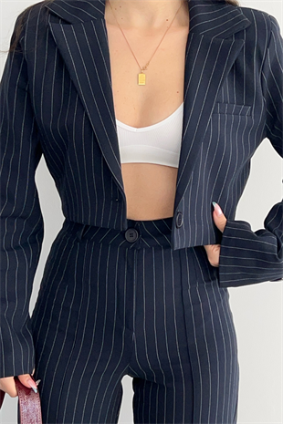 LACİVERT ÇİZGİLİ PREMİUM TAKIM
