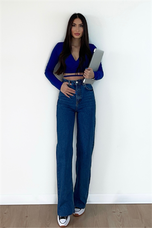 MAVİ BAĞLAMALI CROP 