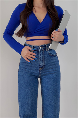 MAVİ BAĞLAMALI CROP 