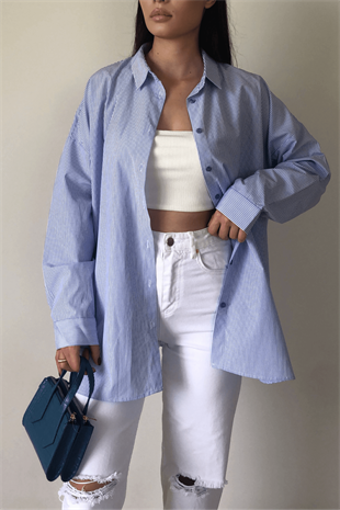 MAVİ ÇİZGİLİ GÖMLEK