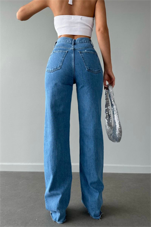 MİD BLUE LAZER PAÇA WİDE LEG JEAN
