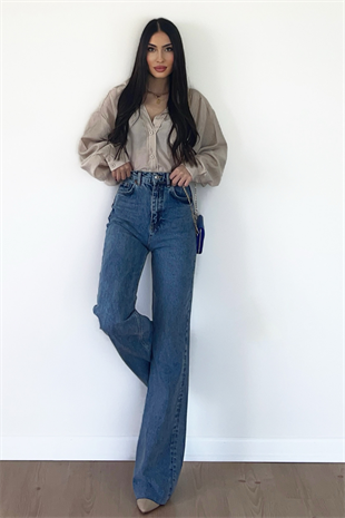 MİD BLUE WİDE LEG JEAN