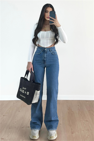MİD BLUE WİDE LEG JEAN