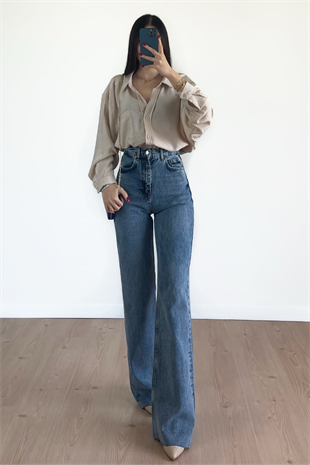 MİD BLUE WİDE LEG JEAN