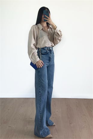 MİD BLUE WİDE LEG JEAN