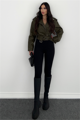 MUADİL YEŞİL ESKİTMELİ DERİ CEKET