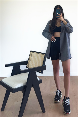 MÜSLİN KUMAŞ GRİ GÖMLEK 