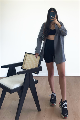 MÜSLİN KUMAŞ GRİ GÖMLEK 