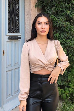 NUDE ÖNÜ BAĞLAMALI CROP 